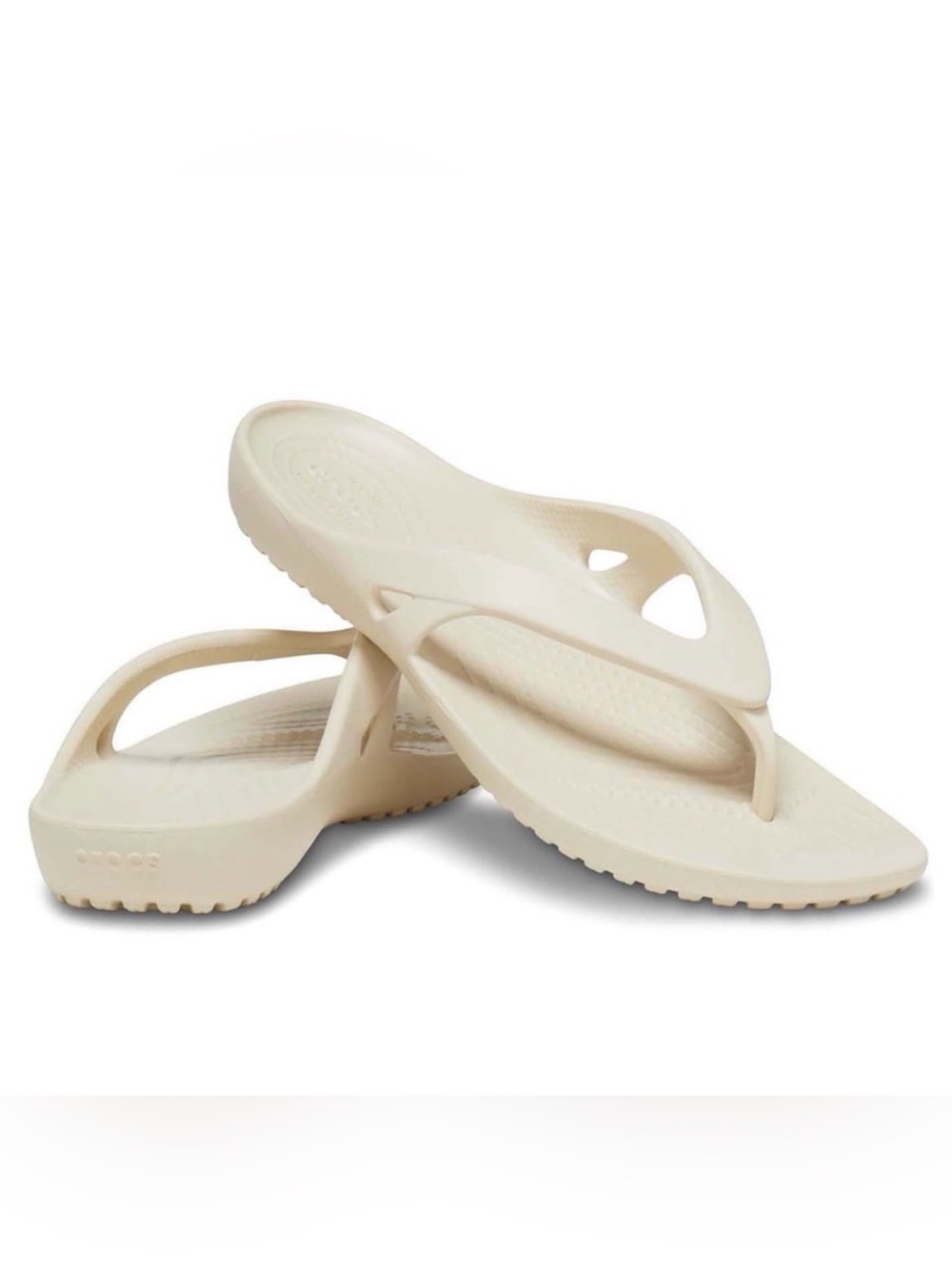 CROCS Women's Cream Lightweight Flip Thong Sandals